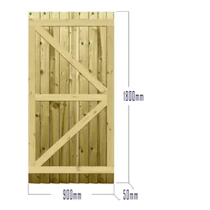 Premier Garden Supplies Pedestrian Gate 180cm (6ft) High x 90cm Wide Feather Edge Flat Top Fully Framed Single Swing Gate