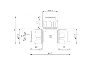 Flomasta White Push-fit Equal Pipe tee (Dia)10mm x 10mm x 10mm