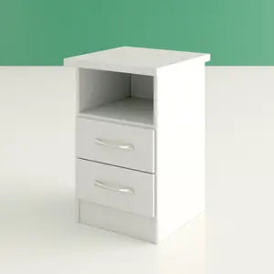 Cascio 2 Drawer Bedside Table White Gloss