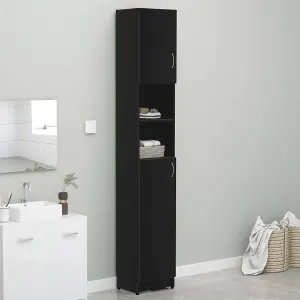 Berkfield Bathroom Cabinet Black 32x25.5x190 cm Engineered Wood