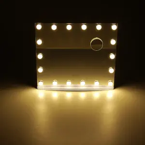 Hollywood Rectangle Metal Makeup Mirror with 18 LED Bulbs Touch Control Dimmable 58 x 48.5 cm