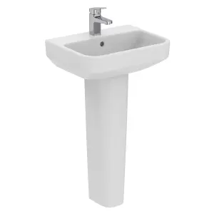 Ideal Standard i.life S Gloss White Rectangular Floor-mounted Full pedestal Basin (H)84.5cm (W)50cm