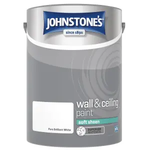 Johnstone's Wall & Ceiling Pure Brilliant White Soft Sheen Paint - 5L