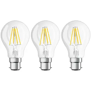 Osram LED GLS 6.5W B22 Dimmable Parathom Warm White Clear (3 Pack)