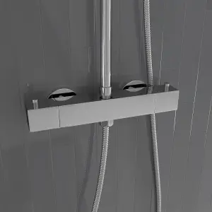 Nes Home Thermostatic Shower Mixer Valve 300mm LED Shower Head, Riser Rail Kit