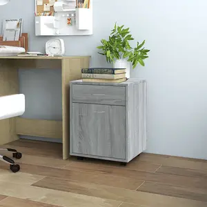 Berkfield Rolling Cabinet Grey Sonoma 45x38x54 cm Engineered Wood