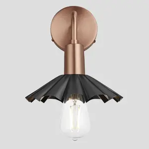 Industville Sleek Umbrella Wall Light, 8 Inch, Pewter, Copper Holder