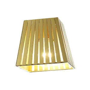 Industrial Retro Matte Gold Light Shade with Flat Metal Strips 13cm Height