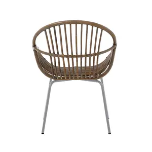 Interiors by Premier Grey Wash Natural Rattan Chair, Rustless Rattan Chair, Easy Cleaning Rattan Armchair