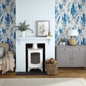 Laura Ashley Stocks Blue Sky Floral Smooth Wallpaper