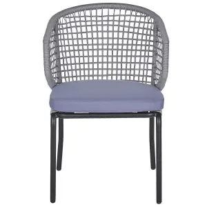 Set of 2 Garden Chairs with Cushions PALMI Metal Grey