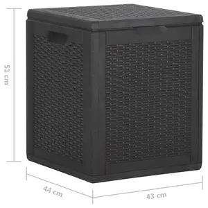 Berkfield Garden Storage Box 90L Black PP Rattan