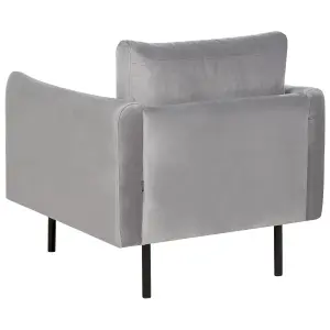 Velvet Living Room Set with Ottoman Grey VINTERBRO