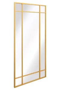 MirrorOutlet - The Genestra - Gold Contemporary Wall & Leaner Garden Mirror 71"x 33" (180 x 85 cm)