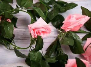 Best Artificial 7ft Baby Pink Silk Rose Garland decoration - perfect from home, office or events