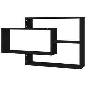 Jaleshia 3 Piece Rectangle Floating Shelf Matte Black