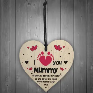 Mothers Day Gift From Baby Daughter Son Wood Heart Love Gift For Mummy Keepsake