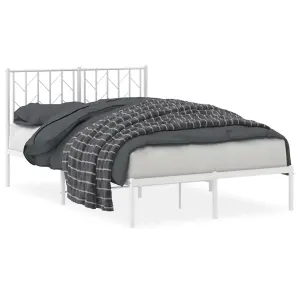 Berkfield Metal Bed Frame without Mattress with Headboard White 120x200cm