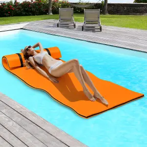 Costway Floating Water Mat Pool Roll-up Floating Mattress w/ Rolling Pillow