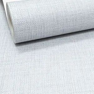 Light Grey Plain Wallpaper Woven Linen Effect Subtle Shimmer Metallic Smooth