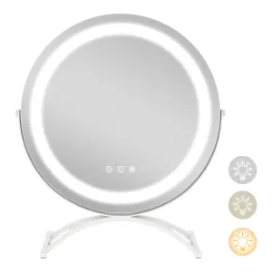 COSTWAY 40cm Round Makeup Vanity Mirror w/ Lights & Touch Screen 360 Rotation