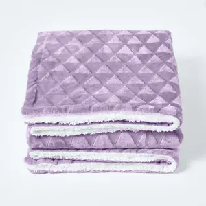 Homescapes Lavender Purple Geometric Triangle Velvet Throw 200 x 230 cm