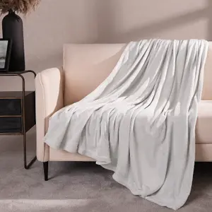 Brentfords Large Flannel Fleece Blanket Soft Throw Over Bed Sofa - Silver Grey