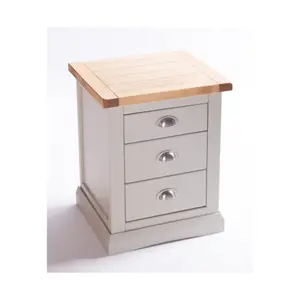 Loreo 3 Drawer Bedside Table Chrome Cup Handle