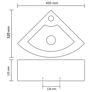 vidaXL Wash Basin with Overflow 45x32x12.5 cm White