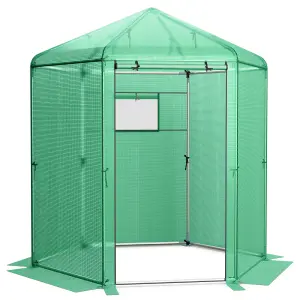 Costway Walk-in Greenhouse Planter Grow Tent Hexagon Grow House W/ Roll-up Zippered Door