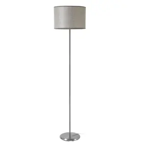 Interiors By Premier Elegant Grey Waffle Effect Shade Floor Lamp, Sturdy And Sleek Bedroom Lamp, Versatile Livingroom Lamp