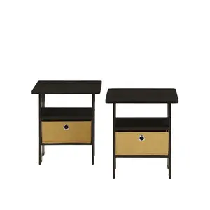 Joseph Side Table Nightstand with Bin Drawer, 2 per set (Set of 2) Espresso