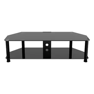 AVF Classic 1.4m Glass Corner TV Stand with Cable Management for TVs up to 65" - Black