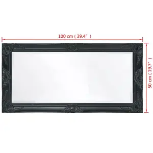 Berkfield Wall Mirror Baroque Style 100x50 cm Black