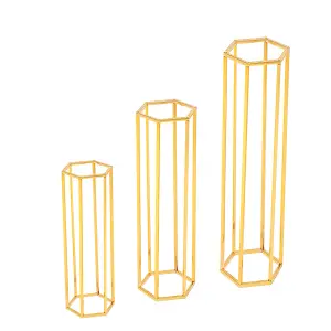 3 Pcs Gold Tall Metal Floor Vase Flower Stand Wedding Centrepieces