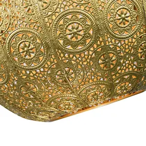 30cm Spherical Moroccan Pendant Lamp Shade in Satin Gold Metal - Vintage Design