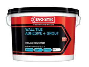 Evo-Stik - Tile A Wall Waterproof Adhesive & Grout for Ceramic & Mosaic Tiles - White - 5L