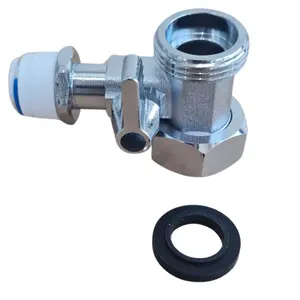 Hommix 3/4" Brass Feed In Water Valve Male & Female - 3/8" Push Fit (Quick Connect)