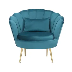 Velvet Teal Daisy Accent Chair