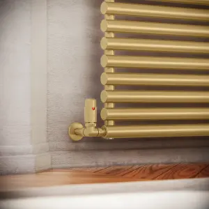 Terma Vision Brass Right sided Corner Radiator valve & lockshield (Dia)15mm x ½"