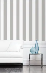 Galerie Smart Stripes 3 Silver Grey Formal Stripe Smooth Wallpaper