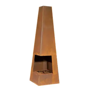 Stylish 45x150cm Corten Steel Chiminea Wood Burner for Outdoor Fire Pits