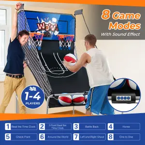 Costway 8 IN 1 Basketball Arcade Game Indoor Sport Basketball Arcade Shootout Scoreboard