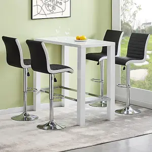 Jam Rectangular Glass White Bar Table 4 Ritz Black White Stools