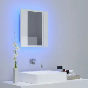 Berkfield LED Bathroom Mirror Cabinet High Gloss White 40x12x45 cm