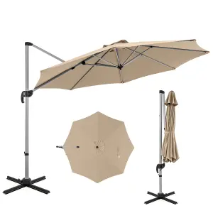 Costway 3M Round Patio Parasol Outdoor Adjustable Cantilever Umbrella w/ 360 Rotation