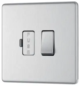 GoodHome Brushed Steel 13A 2 way Flat profile Screwless Switched Fused connection unit