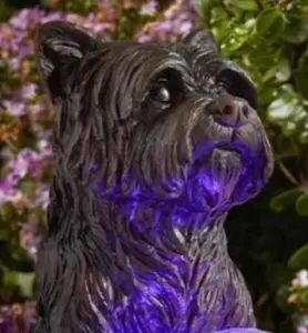 Solar Powered Multicoloured LED Dog Statue Garden Ornament