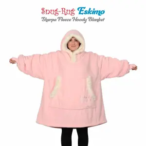 Snug Rug Eskimo - Pink Quartz Wearable Blanket Oversized Hoodie Blankets for Adults Hooded