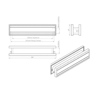 All in one Sleeved Letterbox Plate 253 x 38 x 35 65mm Aperture Gold Aluminium